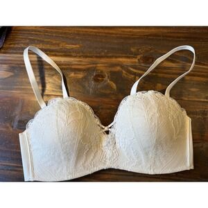 Womens‎ Floral Lace Push Up Bra Cream Ivory 36C Contoured Padded Underwire